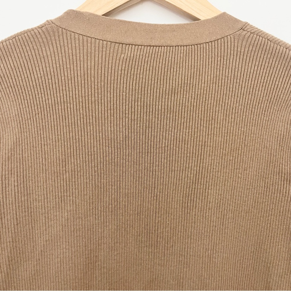 Lauren Ralph Lauren Open Front Cardigan Sweater Ribbed Knit Tan Brown Womens M - Picture 12 of 12